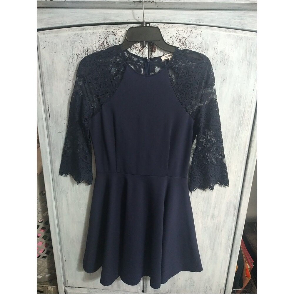 Bb Dakota Lace Back Flared Sleeve Mini Dress Blue Medium Y2K Feminine Fairygoth